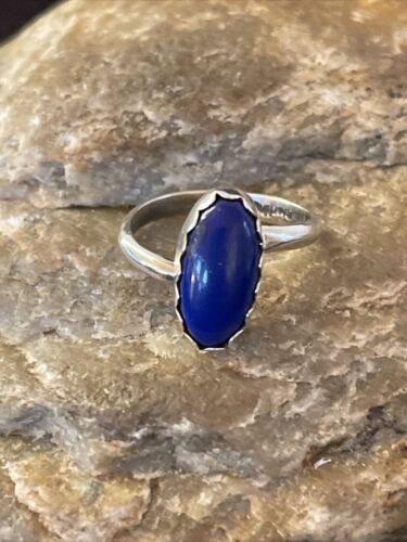 Native American Navajo Navy Blue Lapis Ring | Sterling Silver | Sz 6 | 1128
