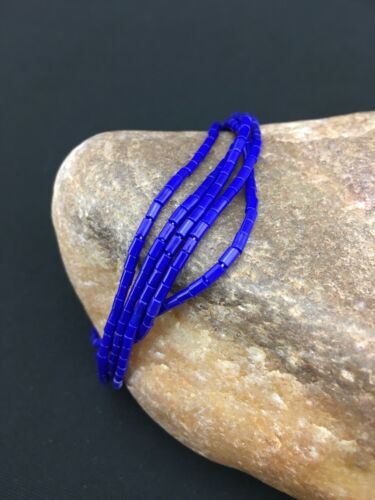 Navajo Blue Stabilized Lapis Liquid Heishi Bracelet | Sterling Silver | 8" 5-Strand | 13600