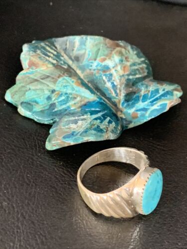 Southwestern Navajo Blue Kingman Turquoise Ring | Sterling Silver | Sz 11 | 14147