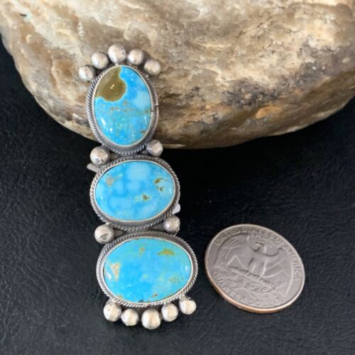 Navajo Blue Kingman Turquoise Multi-Stone Ring | Authentic Native American Sterling Silver | Sz 5.5 | 14063