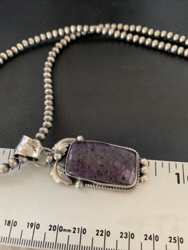Native American Sterling Silver Navajo Pearl Purple Sugilite Pendant | Authentic Handmade | 12444
