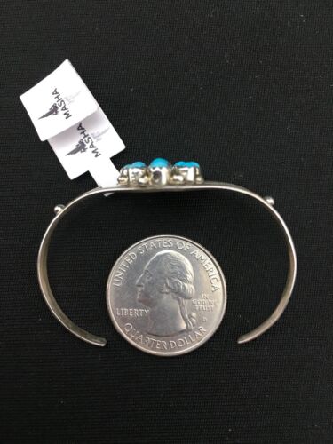 Native American Handmade Sterling Silver Blue Turquoise Bracelet | 10181