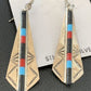 Navajo Multi-Color Turquoise Coral Lapis Inlay Earrings | Sterling Silver | 1.5" | 1710