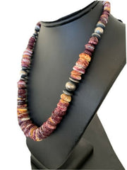 Navajo Pearls Purple Spiny Oyster Necklace Pendant | Sterling Silver | Authentic Native American | Graduated | 19" | 01522