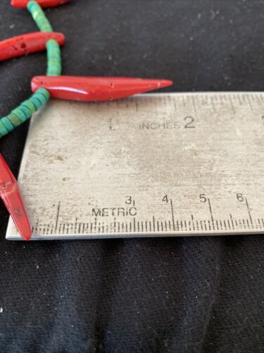Navajo Turquoise Coral Chili Pepper Necklace | Sterling Silver | Graduated Beads | 20" | 00827