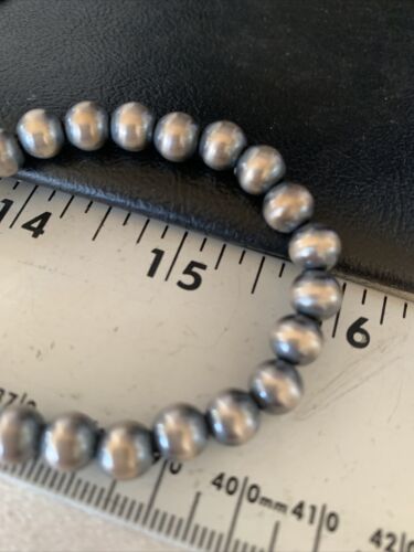 Native American Navajo Pearls Bracelet | 7mm Beads | 7" Sterling Silver | Authentic Handmade | 14180