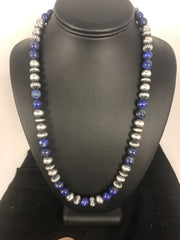 Native American Men's Lapis Necklace | Navajo Sterling Silver | 22" | 8531