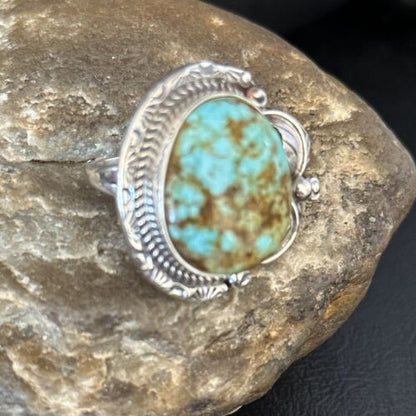 Navajo Blue Turquoise #8 Rings | Sterling Silver | Sz 10 | Authentic Native American Handmade | 14290