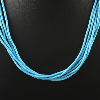 Southwestern Blue Turquoise Heishi 5-Strand Necklace | Sterling Silver | 17" | 10264