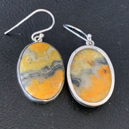 Native American Navajo Bumblebee Jasper Earrings Set | Sterling Silver | Handmade | 12028