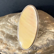 Native American Navajo Gold Yellow Mother of Pearl Inlay Ring | Sterling Silver | Sz 7 | 12937