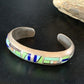 Old Pawn Navajo Turquoise Gaspeite Lapis Inlay Bracelet | Sterling Silver | Authentic Native American Handmade | 14160