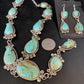 Navajo Sterling Silver Lariat Necklace 30" | Blue #8 Turquoise Earrings | Native American Handmade | 13770
