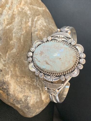 Navajo Dry Creek Turquoise Cuff Bracelet | Sterling Silver | Authentic Native American Handmade | 2118