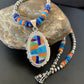Navajo Spiny Oyster Turquoise Pendant Necklace | Sterling Silver | 21" | Authentic Native American Handmade | 11363