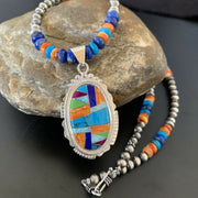 Navajo Spiny Oyster Turquoise Pendant Necklace | Sterling Silver | 21" | Authentic Native American Handmade | 11363