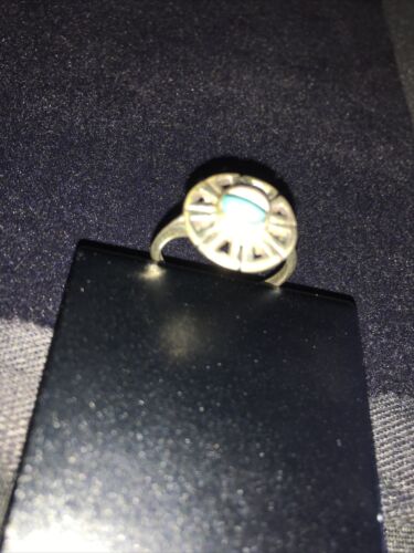 Navajo Women's Turquoise & Mother of Pearl Sterling Silver Ring Sz 6 | Inlay | Handmade 01791