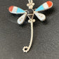 Zuni Turquoise White Mother of Pearl Inlay Dragonfly Necklace Pin Pendant | Sterling Silver | 12326