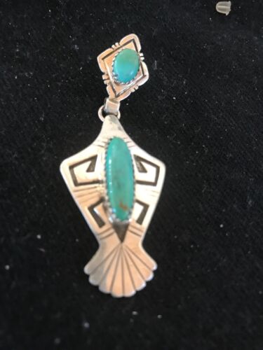 Hopi Turquoise Drop Dangle Earrings | Vintage Old Pawn Sterling Silver | Authentic Native American Handmade | 1123