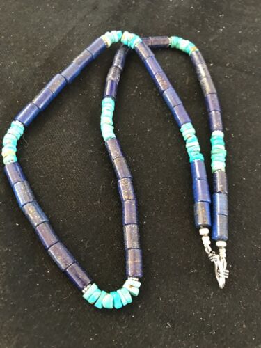 Navajo Lapis Turquoise Men's Necklace | Sterling Silver | 23" | Southwestern Handmade