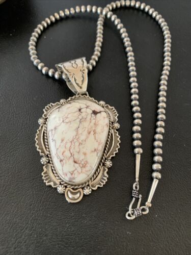 Navajo Wild Horse Turquoise Pendant Necklace | Sterling Silver | Authentic Native American Handmade | 1933