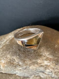 Navajo Black Onyx Coffee Tigers Eye Inlay Ring | Sterling Silver | Sz 6 | Authentic Native American Handmade | 10795