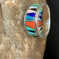 Multi-Color Navajo Sterling Silver Turquoise Spiny Oyster Inlay Ring Sz 6 | Handmade | 14169