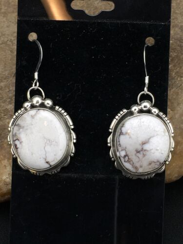 Navajo Wild Horse Turquoise Earrings | Sterling Silver | 1" | Authentic Native American Handmade | 1321