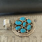 Navajo Blue Turquoise and Multi-Stone Round Cluster Pendant | Authentic Native American Sterling Silver | 2" | 2096