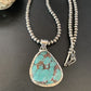Men's Navajo Pearl Necklace with Blue Spiderweb Turquoise Pendant | Sterling Silver | 10543