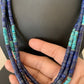 Navajo Lapis & Turquoise 3 Strand Necklace | Sterling Silver | 21" | Authentic Native American Handmade | 01011