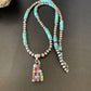Navajo Multi-Color Blue Turquoise Pendant | Sterling Silver Pearls Necklace | Native American Handmade | 12617