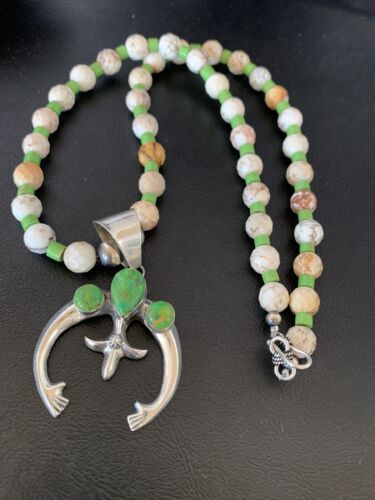 Navajo Green Turquoise Gaspeite Spiny Oyster Necklace NajaPendant | Sterling Silver | 22" | 10525