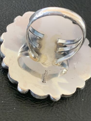 Navajo Green Turquoise Cluster Ring | Authentic Native American Sterling Silver | Multi-Stone | Sz 9 | 12195
