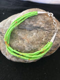 Navajo Green Stabilized Gaspeite Heishi Bracelet | Sterling Silver | 5 Strand | 8" | 13602