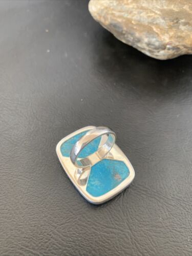 Southwestern Navajo Blue Kingman Turquoise Ring | Sterling Silver | Sz 8 | 11567