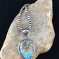 Navajo Kingman Blue Turquoise Pendant Necklace | Sterling Silver Pearls | Authentic Native American Handmade | 10093