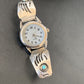 Women's Bear Paw Navajo Sterling Silver Watch Tips with Blue Turquoise Band | Authentic Native American Jewelry | 2095