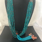 Men's Turquoise Bead 9 Strand Navajo Pearls Necklace | Sterling Silver | Native American Handmade | 8451