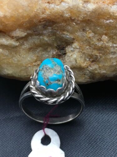 Native American Kingman Turquoise Navajo Ring | Sterling Silver | Sz 4.5 | 4450
