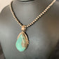 Men's Navajo Pearls Necklace with Blue Kingman Turquoise Pendant | Sterling Silver | Native American Handmade | 12600