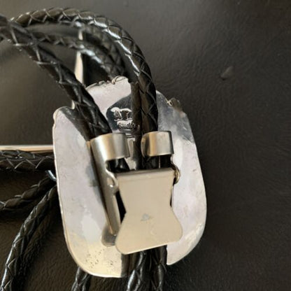 Navajo Wild Horse Turquoise Bolo Tie | Sterling Silver | Authentic Native American Handmade | 14113