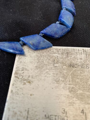 Navajo Blue Lapis Lazuli Minimalist Necklace | Sterling Silver | 18" | Authentic Native American Handmade | 01372