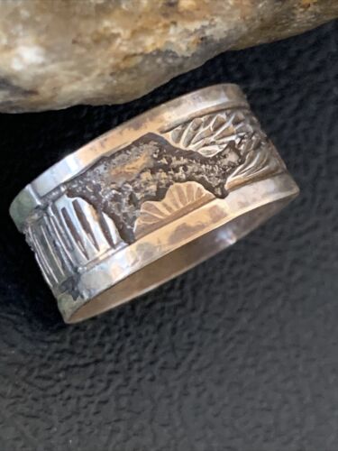 Native American Navajo Pueblo Ring | Stamped Sterling Silver | Sz 9.5 | 11981