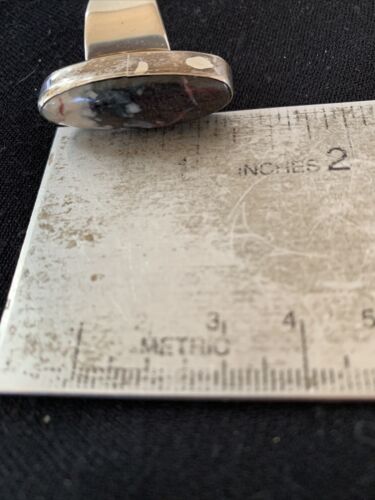Navajo Men's White Black Cinnabrite Ring | Sterling Silver | Sz 7.5 | Authentic Native American Handmade | 1556