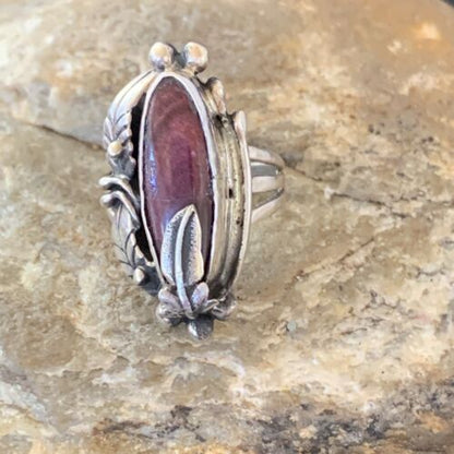 Navajo Purple Spiny Oyster Ring | Sterling Silver | Sz 6 | Authentic Native American Handmade | 10836