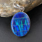 Navajo Sterling Silver Peacock Blue Opal Inlay Pendant | Men's Women's | Authentic Native American | 13141