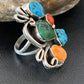 Native American Navajo Sterling Silver Ring | Blue Turquoise & Spiny Oyster | Multi-Stone | Sz 9.5 | 2160