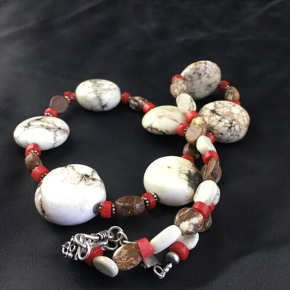 Native American Wild Horse Coral Necklace | Sterling Silver | 21" | 10278