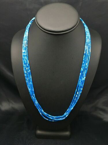 Navajo Lapis Lazuli Tube Heishi Bead 5-Strand Necklace | Sterling Silver | Authentic Native American Handmade | 4197